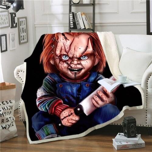 Horror Character Soft Warm Coral Fleece Blanket Winter Bedspread Sofa Throw Light Mechanical Wash Cartoon Blankets