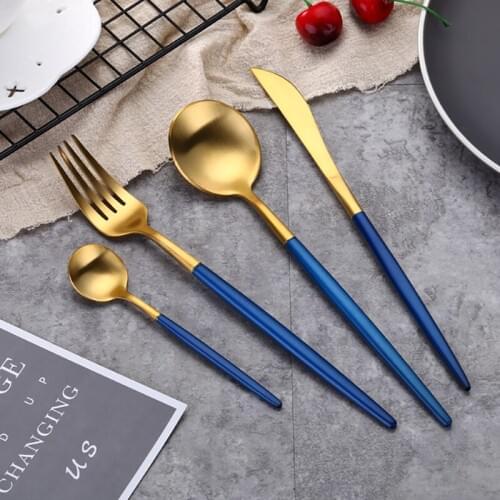 Stainless Steel Tableware Set Spoon Portuguese Knife Western Dinnerware High-end Fork Multicolor Nordic Hotel Dinner Tableware
