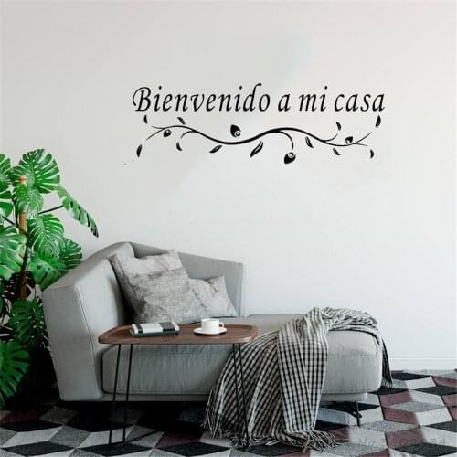 Spanish Quote Wall Stickers Bienvenido A Mi Casa for Wall Lettering For Living Room Bedroom Revocable Vinyl Mural RU4028