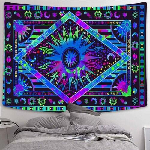 Simsant Burning Sun Tie Dye Tapestry Celestial Sun Moon Bohemian Hippie Art Wall Hanging Tapestries for Living Room Home Decor