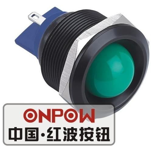ONPOW 25mm Domed Metal LED Waterproof Signal lamp, Black indicator lamp, indicator light (GQ25G-D/G/6V/A) CE,RoHS