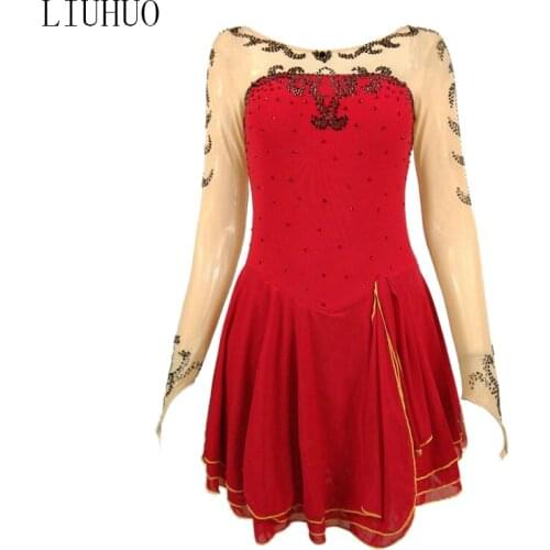 Figure Skating Dress Leotard Gymnastic Women Long Skirt for Girl Women Kids Customized Stripper Dance Wear