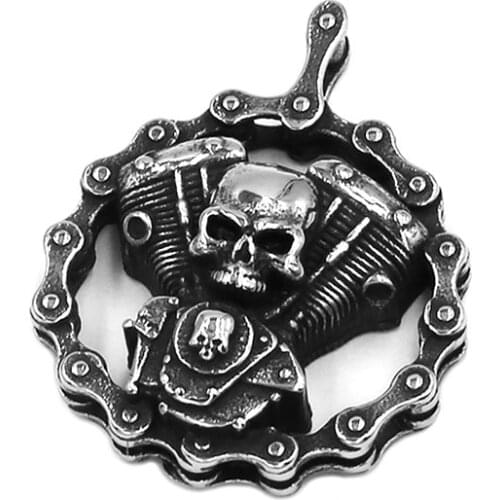 Motor Biker Engine Pendant Stainless Steel Pendant Necklace Motorcycle Chain Skull Biker Mens Boys Pendant SWP0532A
