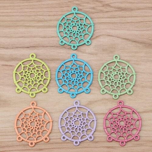 10 Pieces Mixed Color Dream Catcher Boho Bohemia Charms Pendants for DIY Jewellery Making Accessories 34x28mm