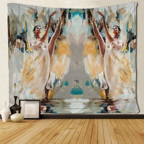 Custom White Dance Girl Art Tapestries Unique Art for Bedroom Living Room Dorm Room