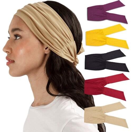 Adjust Size New Knot Yoga Headband for Women Sports Hairband Ladies Fashion Cotton Wide Headwrap Girl Solid Scarf Turban Bandeau