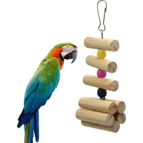 Cute Parrot Cage Toy Fine Workmanship Decor Environmental Protection Natural Wood Bird Chewing Beads Skewer Toy Bird Supplies