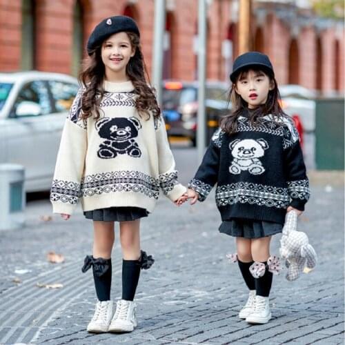 GirlS Sweater Cartoon Loose Sweater Tops 20 Autumn and Winter New Style Foreign Trade Childrenswear S by 3-8 Years Old
