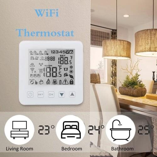 Alexa Thermostat Smart WiFi Thermostat for Water/Gas Boiler Heating Floor Programmable Touchscreen Room Temperature Controller