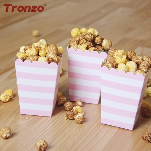 Tronzo Pink Striped Popcorn Boxes Wedding Favors And Gifts 12pcs Striped Popcorn Boxes Packages Birthday Party Decorations Kids