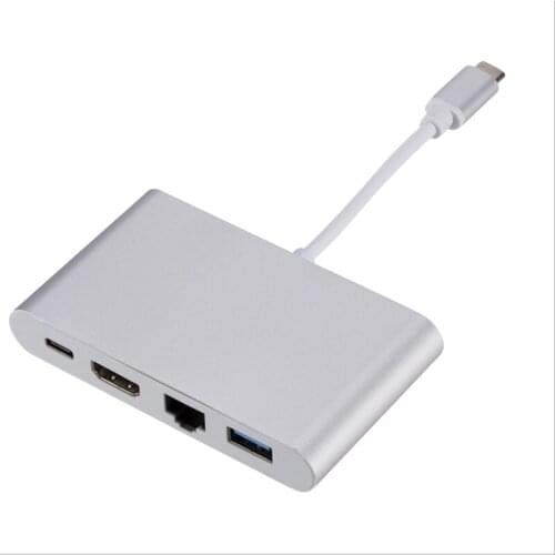 USB C Ethernet to HDMI-Compatible+Gigabit Ethernet+USB3.0 Type C Hub Adapter USB-C Splitter for Pro Air
