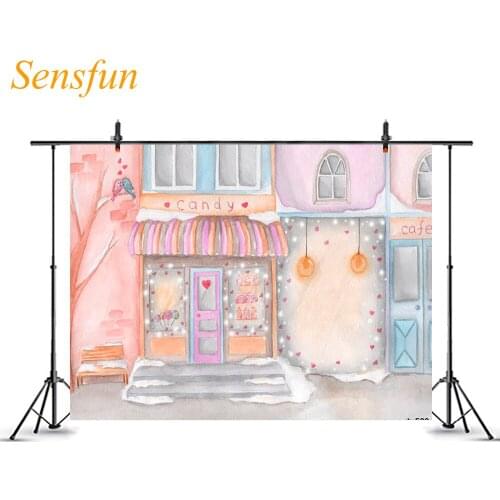 LEVOO Photography Backdrop Winter Street Showcases Candy Bar Baby Photographic Background For Photo Shoot Photophone Vinyl