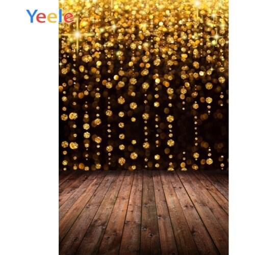 Polka Dots Golden Dots Glitter Wood Floor Vinyl Birthday Photography Backdrop Photographic Background For Photo Studio Shoot