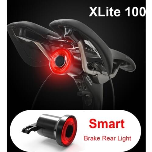 XLITE100 Smart Cycle Rear Lamp W/ Braking Light Auto/Manual Control Up to 50Hrs Burning Time Alloy Housing USB Charge bike light