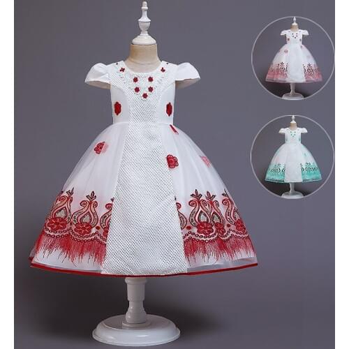 Tassel short sleeve girls dress Beaded embroidered princess dress teen children party Birthday elegant kids dresses for girls