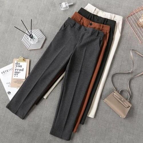 Winter Woolen Pencil Pants Women 2020 New Wool Harem Elegant Trousers Female Autumn Warm Casual Solid Womens Ankle-Length Pants