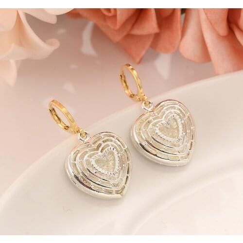 Gold Heart drop Earrings Women/Girl,Love Trendy fashion Jewelry wedding bridal party kids children best gift