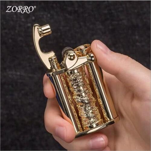 Zorro New Style Kerosene Lighter Carving Personality Creative Rocker Decompression Toy Rotating Dragon Column Z629