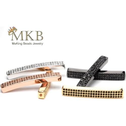 1pcs 6*35mm Micro Pave Cubic Zirconia Long Tube Beads For Jewelry Making Rose Gold Copper Beads Fit Diy Bracelet Accessories