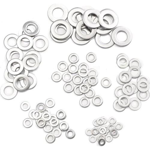 105pcs 304 Flat Stainless Steel Washers M3 M4 M5 M6 M8 M10 for Screws Repair Kit Tool