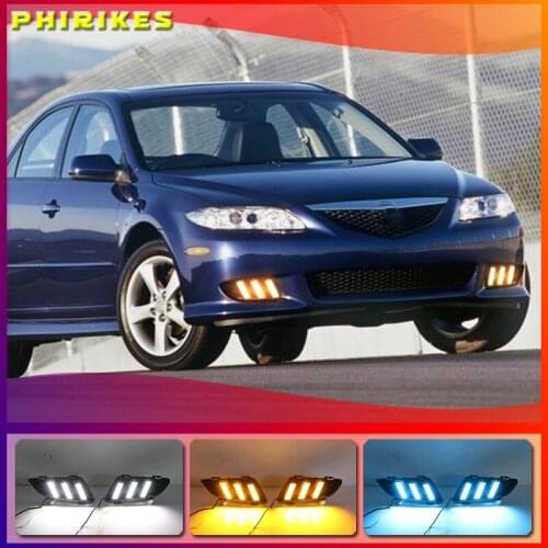 2pcs For Mazda 6 Mazda6 2003 2004 LED DRL Daytime Running Light Daylight Waterproof Turn Signal lamp