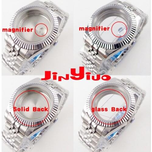 36mm Watch Case Spare Parts Fit For NH35 NH36 Miyota 8215 ETA 2836 Coin Bezel Jubilee Bracelet Sapphire Glass Steel/Glass Back