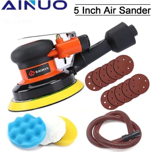 5" Pneumatic Air Vacuuming Sander Polisher Tool 125MM Random Orbital Air Vacuum Grinder Grinding Sanding Machine Car Paint Car