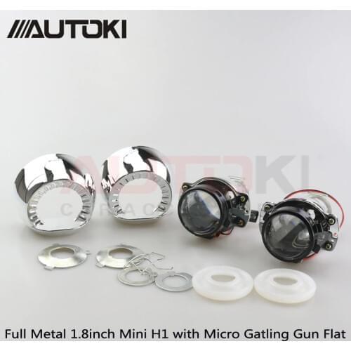Free Shipping 2pcs/lot Autoki LHD/RHD 1.8/2.0inch H1 Mini Bi-xenon Projector Lens+Shroud for car Headlights H4 H7 9005 9006