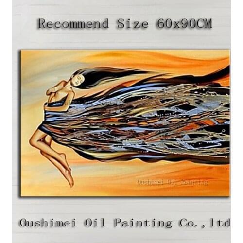 Free Shipping High Quality Modern Abstract Sexy Lady Blown by The Winds Oil Painting For Wall Decoration Abstract Lady Painting