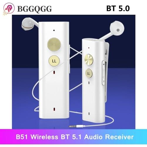 BGGQGG Bluetooth Receiver 5.1 Wireless Audio Adapter Support Microphone 3.5mm AUX Bluetooth aptX LL Adapter
