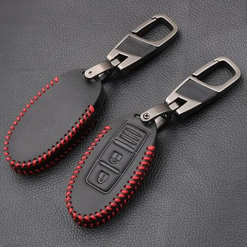 Genuine Leather Car Key Cover FOB Case for Nissan Qashqai Skyline Juke Alissa X-trail Keyless 3Buttons Key Car-styLing