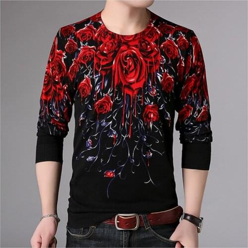 Creatieve 3D Rose Patroon Afdrukken Mode Fancy Trui Gebreide Trui Herfst 2021 Kwaliteit Zachte Comfortabele Trui Mannen M-XXXL