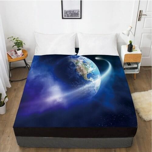 Galaxy fitted sheet bed sheet With An Elastic Band 150x200/180/200/160*200 Mattress Cover Bed cover Black earth