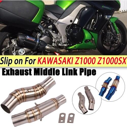 Titanium Alloy Motorcycle Exhaust Muffler Middle Connect Link Pipe Slip on For Kawasaki Z1000 Z1000SX 2010 - 2020 Left Right
