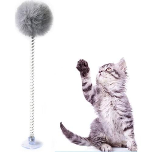 Interactive Cat Toys Plush Cat Toys Ball Funny Kitten Teaser Toy With Bottom Sucker Elastic Pet Cats Training Exercise Supplies