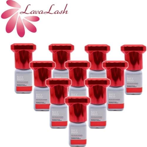 10 Bottles SKY RED Glue For Eyelash Extension Fast Drying Korea False Lash Glue 5ml Makeup Tools Wholesale Adhesive