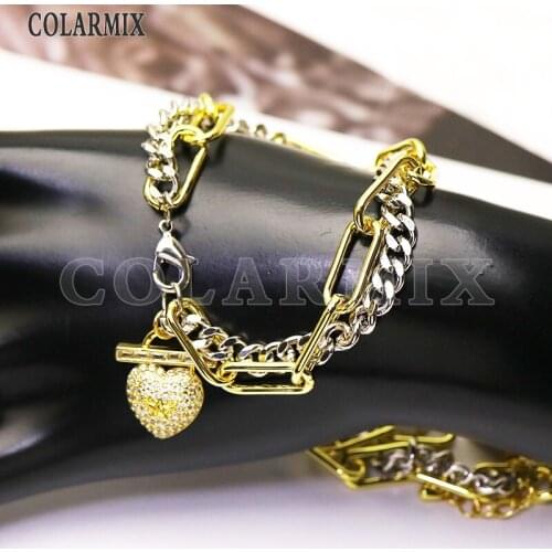 4Pieces Fashion jewelry Bracelet Lock Charms Bracelet Double chain wind Bracelet Fashion Punk hip pop jewelry Bracelet 7348