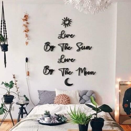 Wooden Wall Decor Set Wall Decorative Writing Laser Cut MDF Modern Home Decoration Stylish Living Room