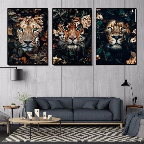 Canvas Wall Art Poster Animal Poster Prints Tiger Lions Jungle Print Painting Modern Poster Living Room Decoration Wall Pictures