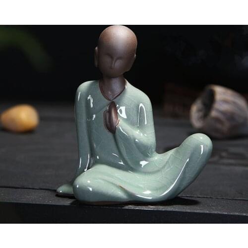 MONSAM Small Buddha Statues Tathagata India Yoga Mandala Sculptures Ceramic Tea Ceremony Ornaments Gift Home Decor Monk Figurine