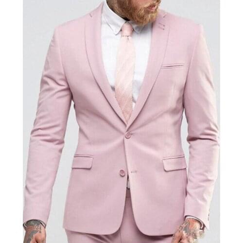 2020 New Style Spring High Quality Fashion Handsome Pink Suits Slim Fit For Wedding Dress Party Wear Male Clothing (Jacket+Pant)