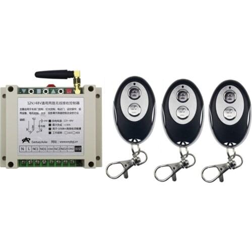 New DC12V 24V 36V 48V 2CH RF Wireless Remote Control Switch System 3pcs ellipse shape transmitter &1 receiver Learning code