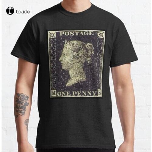 New Penny Black. Stamp Post Postage Mail 1837. Classic T-Shirt Cotton Tee Shirt S-5Xl
