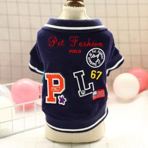 Dog Clothes Cotton Sports T Shirt Letter Embroidery Spring Summer Pet Polo Clothing For Small Dogs Teddy Bulldog Puppy Costumes