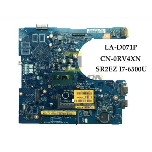 Wholesale CN-0RV4XN for Dell Inspiron 5559 Laptop Motherboard AAL15 LA-D071P SR2EZ I7-6500U DDR3L 100% Fully Tested&High quality