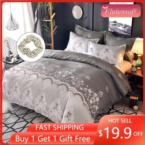 Floral Print Simple Duvet Cover Single Double Queen King 220x240 Bedding Set Modern White Quilt Covers Pillowcase (No Bed Sheet)