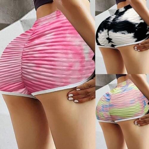 Summer Tie-dye High Waist Yoga Short Pants Jogger Running Seamless Push Up Fitness Sports Shorts Female Workout Leggings 5XL