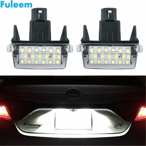Fuleem 2PCS 12V LED License Plate Light White 6500K High Power 18 SMD LED License Plate Number Lamp For Prius Camry 2012-2016