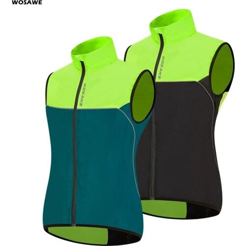 WOSAWE Reflective Mens Cycling Vest Windbreaker Windproof Bike Bicycle Running Vest with Back Zipper Pocket Reflective Clothing