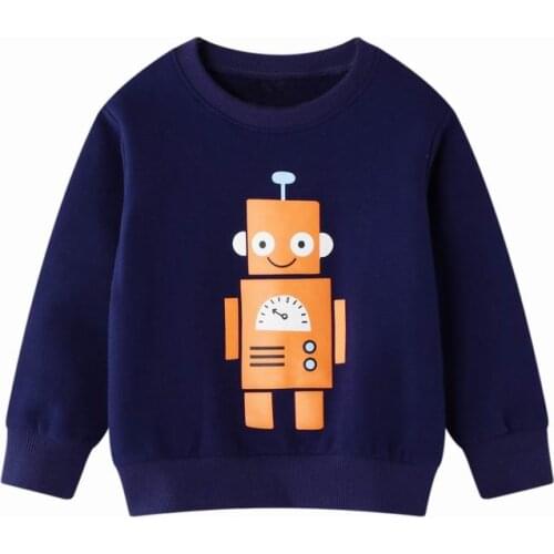 27kids Cartoon Print Baby Boys Robot Sweatshirts For Spring Autumn Kids Boys T-Shirts Cotton Clothes 2-7Years